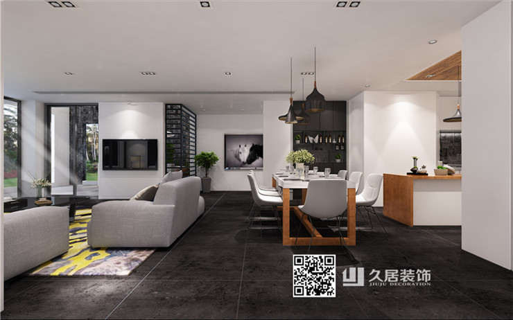  華元歡樂城89㎡三居室黑白灰色的現代簡約風格 
